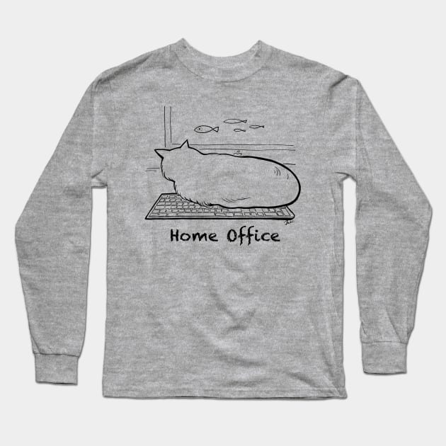 Home office with cat Long Sleeve T-Shirt by juliewu